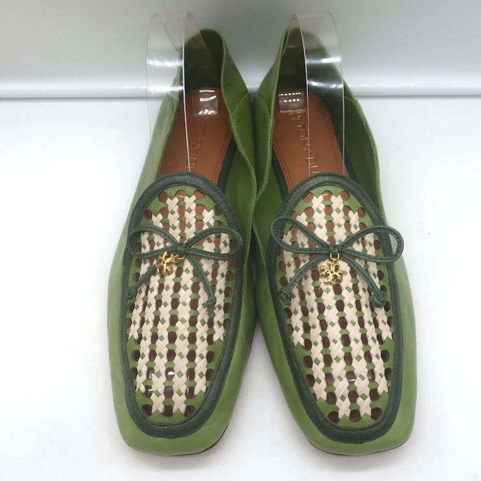 Mocasines tejidos con encanto Tory Burch Cuero verde Talla 10.5 NUEVO Foto 4 de 4