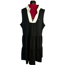 Nautica Jeans Women's Tiered Dress XXL Black