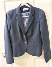 Calvin Klein Women's Gray Solid Lined 2-Button Notch Blazer Jacket Size 10