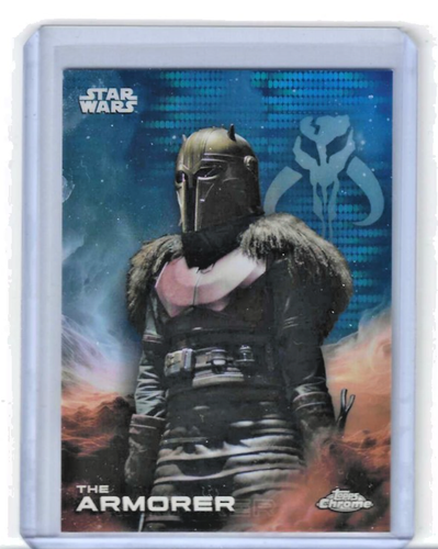 The Armorer 2025 Topps Chrome Star Wars Blue Pulsar Refractor #178
