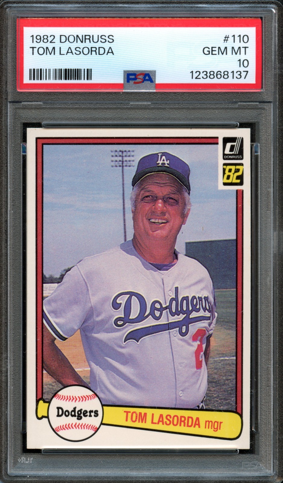 BB - 1982 Donruss - #110 - Tom Lasorda - PSA 10 - GEM MT