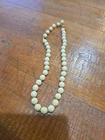 Vintage Miriam Haskell Single Strand Creamy Colored Necklace / Gold Accents