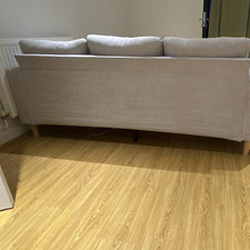 Gersztai 3 Seater Chenille Sofa with LED Light, beige and Grey Modern