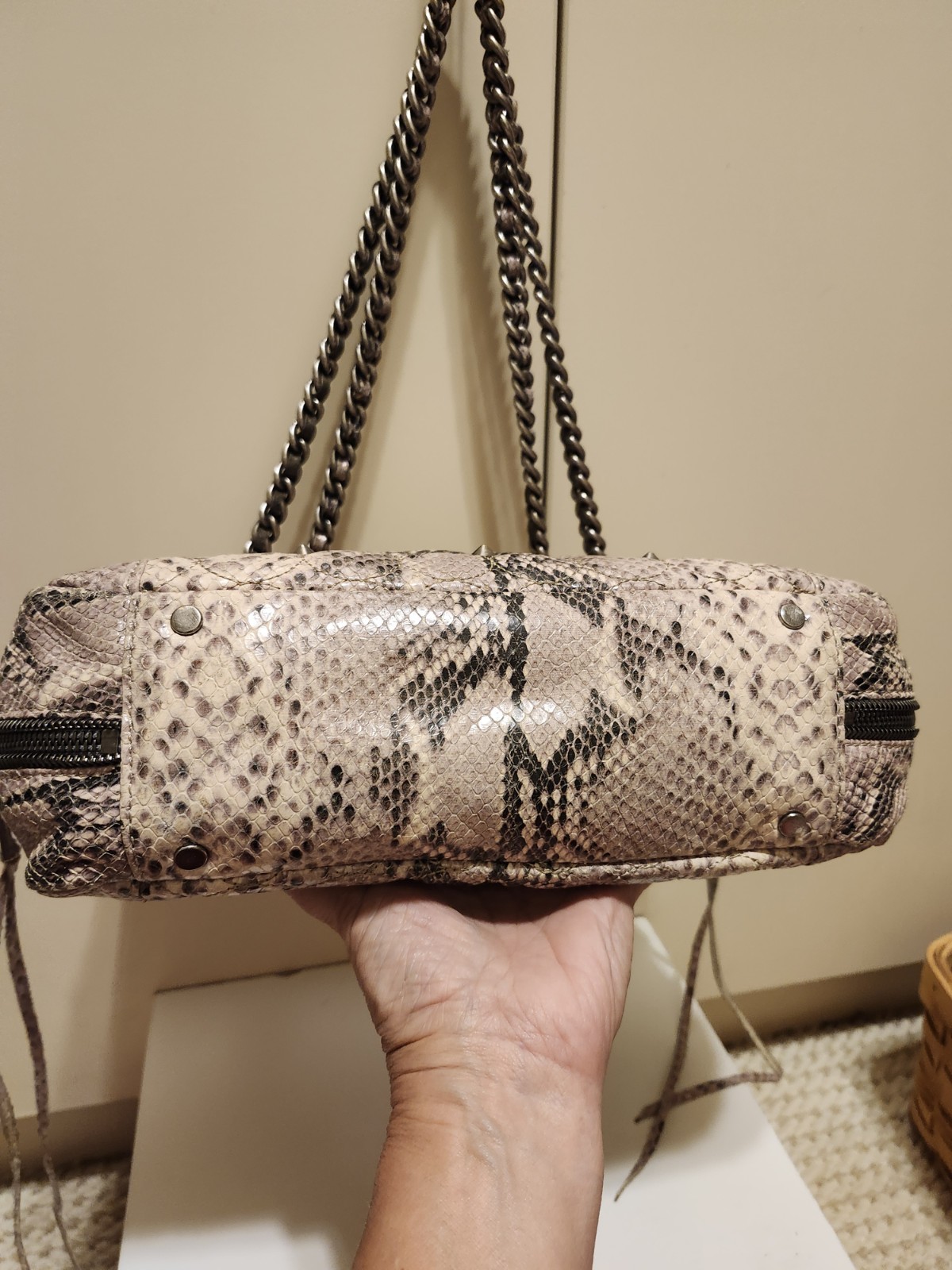 Rebecca Minkoff Python Embossed Leather Chain Lin… - image 8