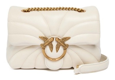 PINKO Love Puff Mini CL Sheep Nappa Quilt Tasche White - Antique Gold