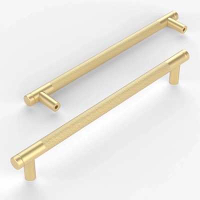 Amerdeco 10er Pack gold gerändelte Schrankgriffe 160 mm Mitte zu Mitte Küchenkabine