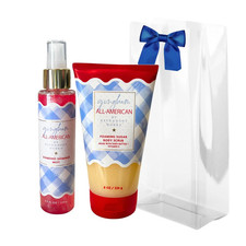 Bath  Body Works Gingham All-American Body Scrub  Shimmer Mist 2pc Gift Set