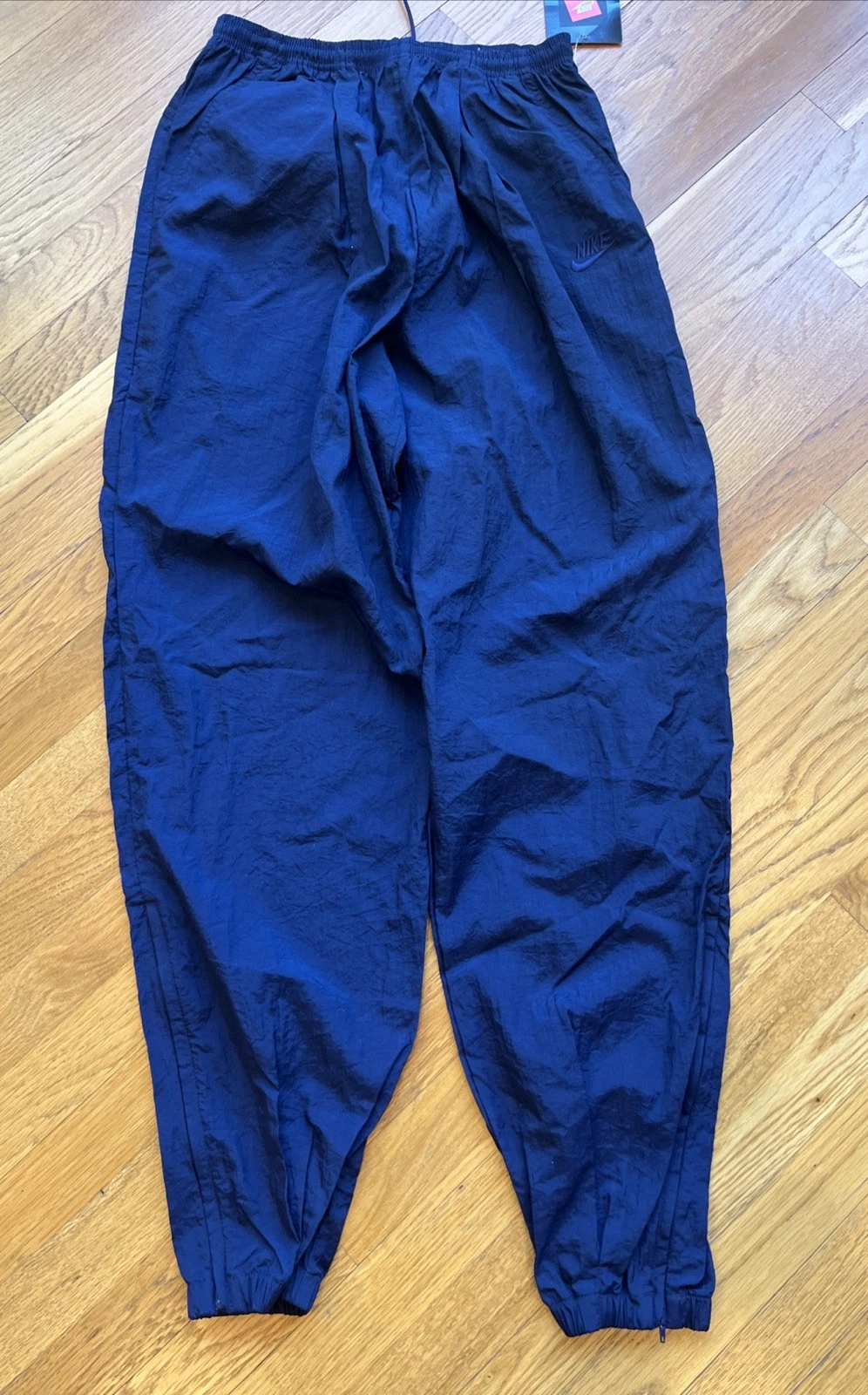 VTG 90s Y2k Nike Mens Pants Nylon Track Jogger Windbreaker 90s Blue Size L NEW