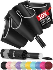 Seniny Inverted Travel Umbrella Compact - Windproof Umbrellas for Rain Black