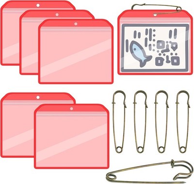 Geyee 6 Pack Fishing Hunting License Holder Waterproof Fluorescent Orange Red 