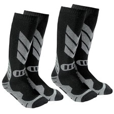 Warm Kids Ski Socks - 2 Pairs Merino Wool Skiing Socks, Winter 6-9 Years Black