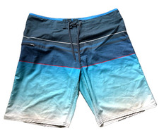 Burnside Board Shorts Men  s 38 Blue Gradient Surf Swim Trunks Beachwear Pocket