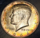 1964-D 50C Kennedy Half Dollar BU Brilliant Uncirculated Duel Sided Rainbow Tone