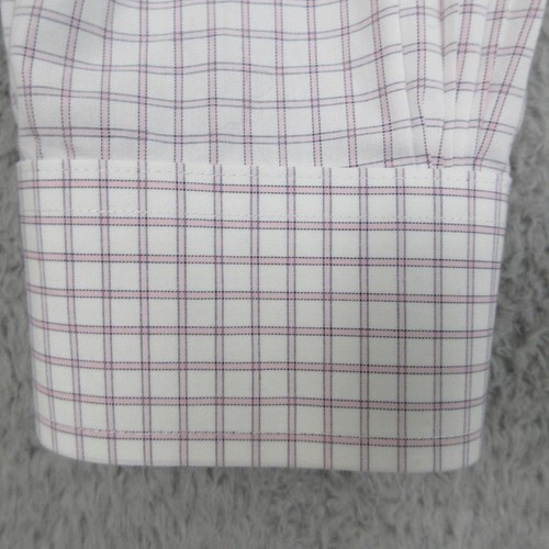 Brooks Brothers Camicia Uomo 17 XL Regent Fit Bianco Rosa Plaid Abito Non Ferro - Foto 7 di 16