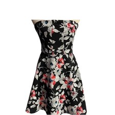 Express Strapless Floral Flounce Mini Dress Size 4 Romantic Coquette Homecoming