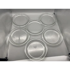 Vintage 6pc Bormioli Rocco Vitrosax Italy Round Plates Clear Glass 9.5”Dia *READ