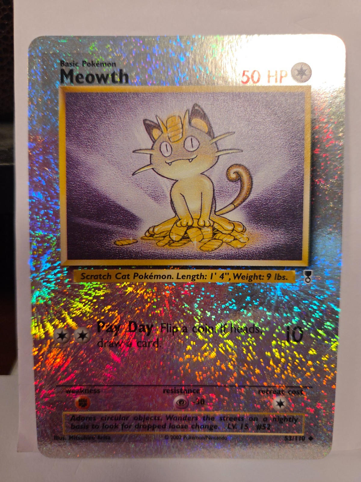 Meowth 53/110 Reverse Holo Legendary Collection Pokemon Card Near Mint
