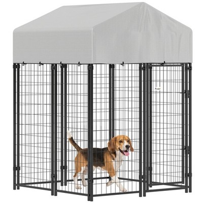 Dog Cage Crate Pet Kennel House Metal Playpen Patio Shelter w/Roof