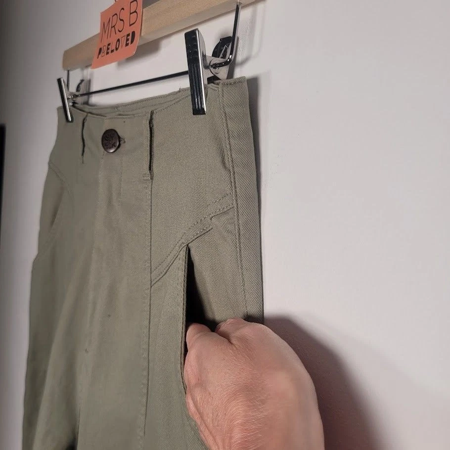 Lucy & Yak Trousers 30/30 Khaki Organic Cotton Elastane High Waist Ankle Grazer — 第 3/4 张图片