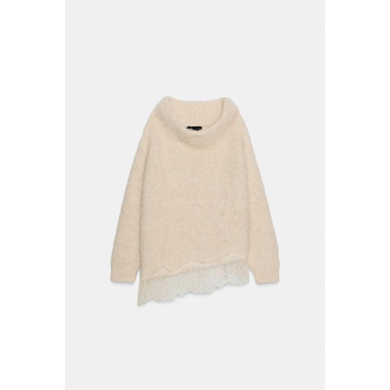 ZARA COMBINED KNIT JUMPER WITH LACE