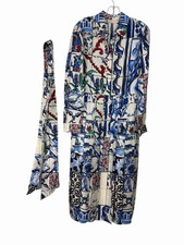 NEW, Tory Burch Silk Bow Dress in Tile Mosaic Size 12
