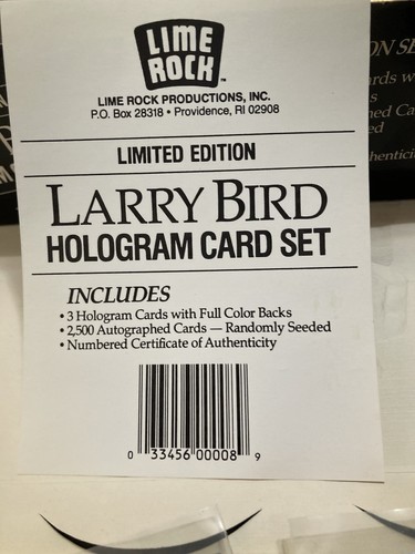 1992 Larry Bird Hologram Insert 3 Card Set Lime Rock w/ COA - NBA Boston Celtics - Picture 5 of 9