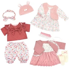 Reborn Doll Clothes 20-22 Inch 3 Sets Baby Doll Outfits Socks Headbands Dress