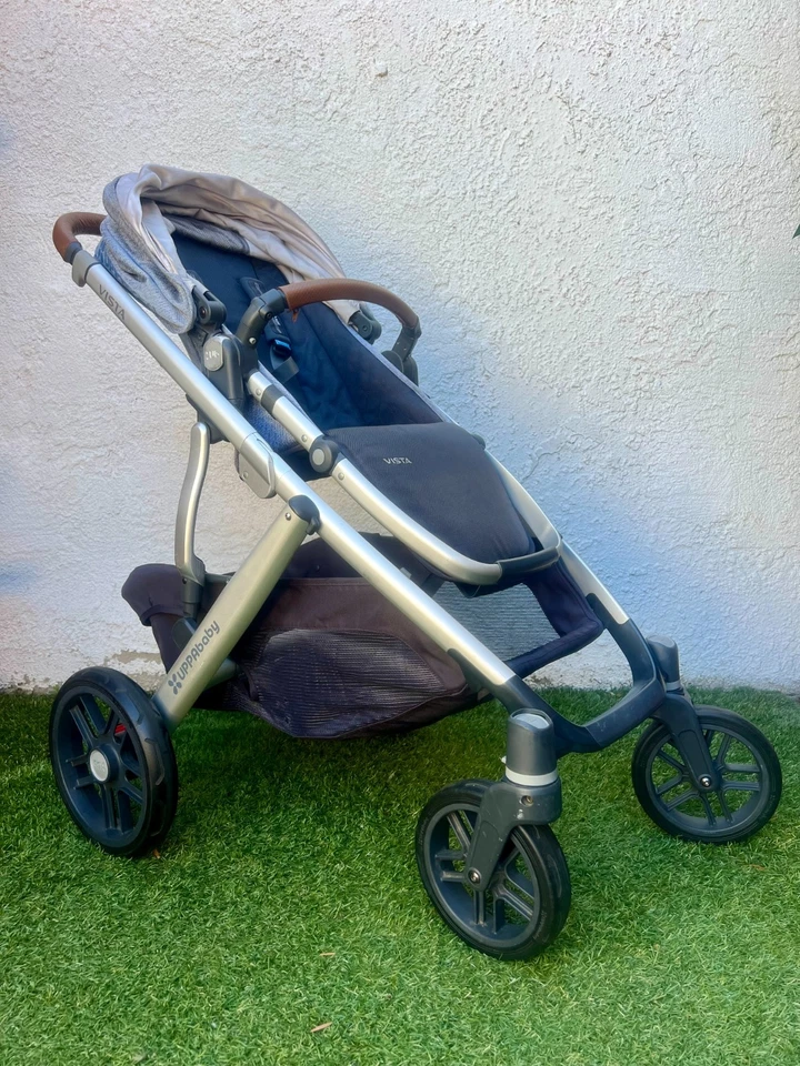 Cochecito UPPAbaby VISTA con moisés 2017 Henry azul jaspeado + cubiertas para lluvia e insectos Foto 4 de 4