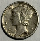 1930 P Mercury Silver Dime XF / AU Naturally Toned