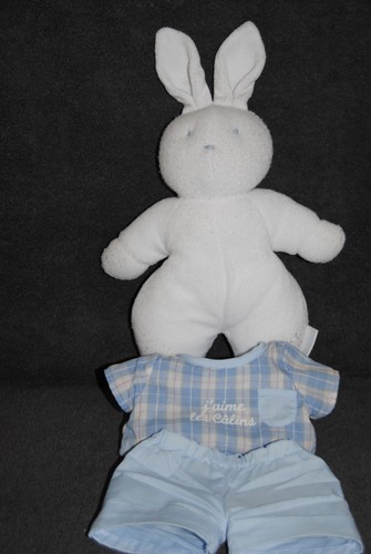 🍀Peluche Doudou Lapin Blanc Eponge KLORANE J'aime Les Calins Ancien Modèle - Picture 3 of 4