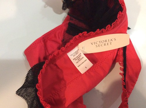 Vintage 2004 Victoria Secret Red Satin /Black Tulle Dot Rumba Bikini Size Small - Picture 5 of 5