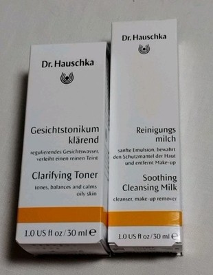 DR. HAUSCHKA SOOTHING CLEANSING MILK & CLARIFYING TONER 1.0 FL. OZ. LOT OF 2