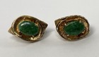 Beautiful Vintage 10k Yellow Gold Jadeite Jade Clip Earrings 4.8 Grams — photo 10