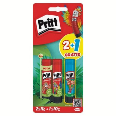 Pritt Klebestift 3er Set 2x11 g + 1x10 g Bastelkleber Original/Blue 