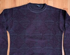 Raffi Wool Textured Sweater Mens Medium Made In Italy Pullover Linea Uomo