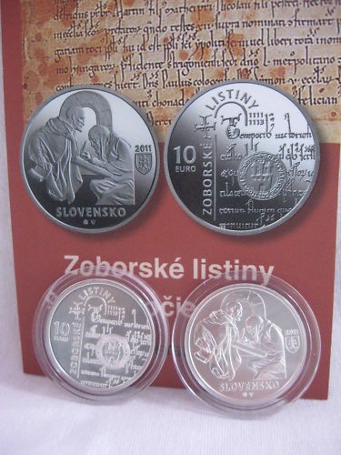 SŁOWACJA 2011 10 EURO SREBRNA MONETA ST BU - DOKUMENTY ZOBORER - - Zdjęcie 1 z 3