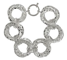 Hand Made Polished Hammered Circle Bracelet REAL 925 Sterling Silver QVC