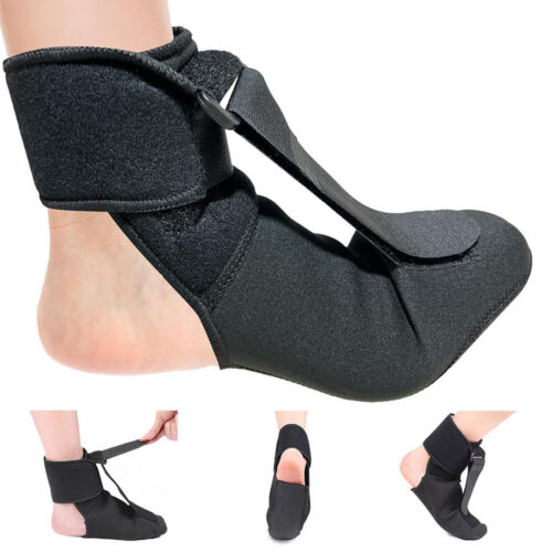 Black Plantar Fasciitis Night Splint Sock Adjustable Foot Support (Medium Size) - Picture 1 of 7