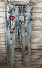 NWT YMI Wannabettabutt Juniors Light Blue Mid Rise Skinny Jeans Size 7 FLAW J382