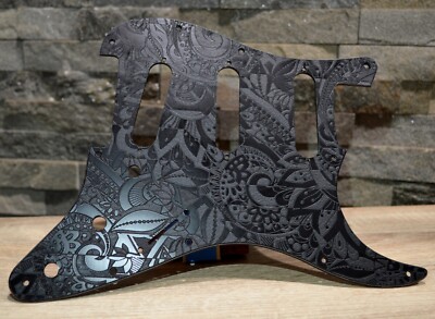 Black Vintage Psychedelic Textured Pickguard -Fender Stratocaster - USA