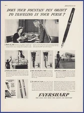 Vintage 1937 EVERSHARP Fountain Pen Safety Ink Shut-Off Ephemera 30's Print Ad