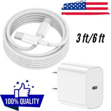 20W Fast USB-C Wall Charger Block Type-C Data Sync Cable For iPhone 15 16 17 Air
