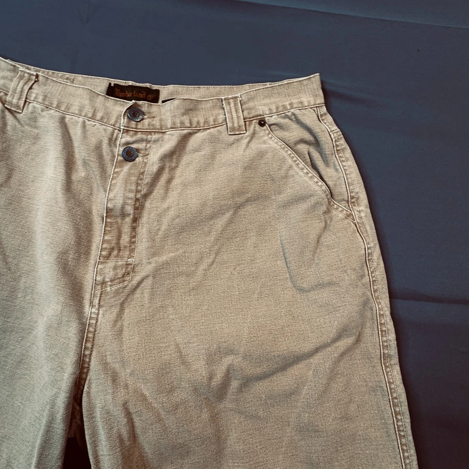 Pantalones Cortos de Denim Timberland Y2K Para Hombres Talla 36 De Colección Tostados Old School Sueltos Jeans Resistentes Foto 4 de 4