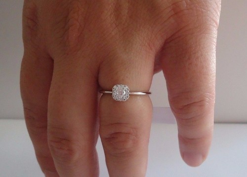 ANILLO DE BODA DE RACIMO CON DIAMANTE SIMULADO CREADO EN LABORATORIO / PLATA ESTERLINA 925 - Imagen 2 de 9