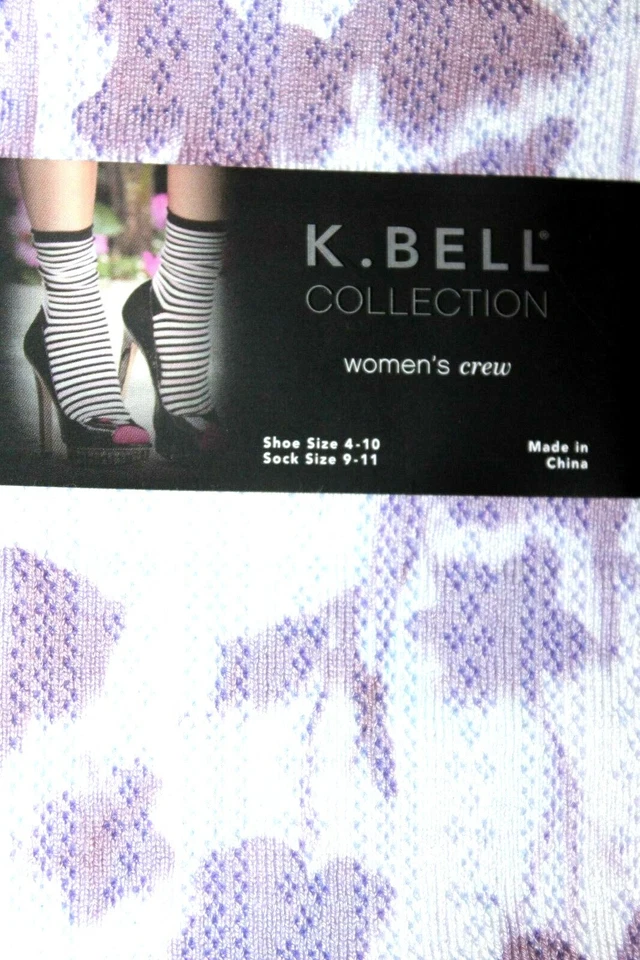 K. Bell Mujer Púrpura Floral Crew Calcetines Zapato Talla 4-10/Calcetín Talla 9-11 Foto 2 de 4