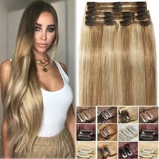 Extensiones de Cabello Humano Clip En Remy Doble Trama Grueso Cabeza Completa Resaltar Ombre U