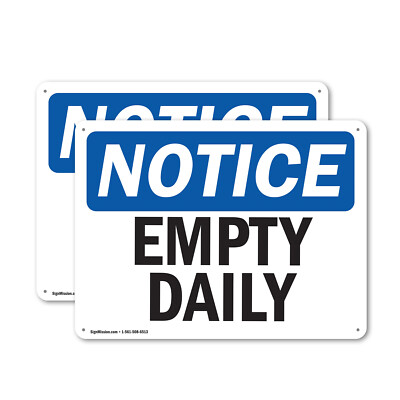 (2 Pack) Empty Daily OSHA Notice Sign Decal Metal Plastic