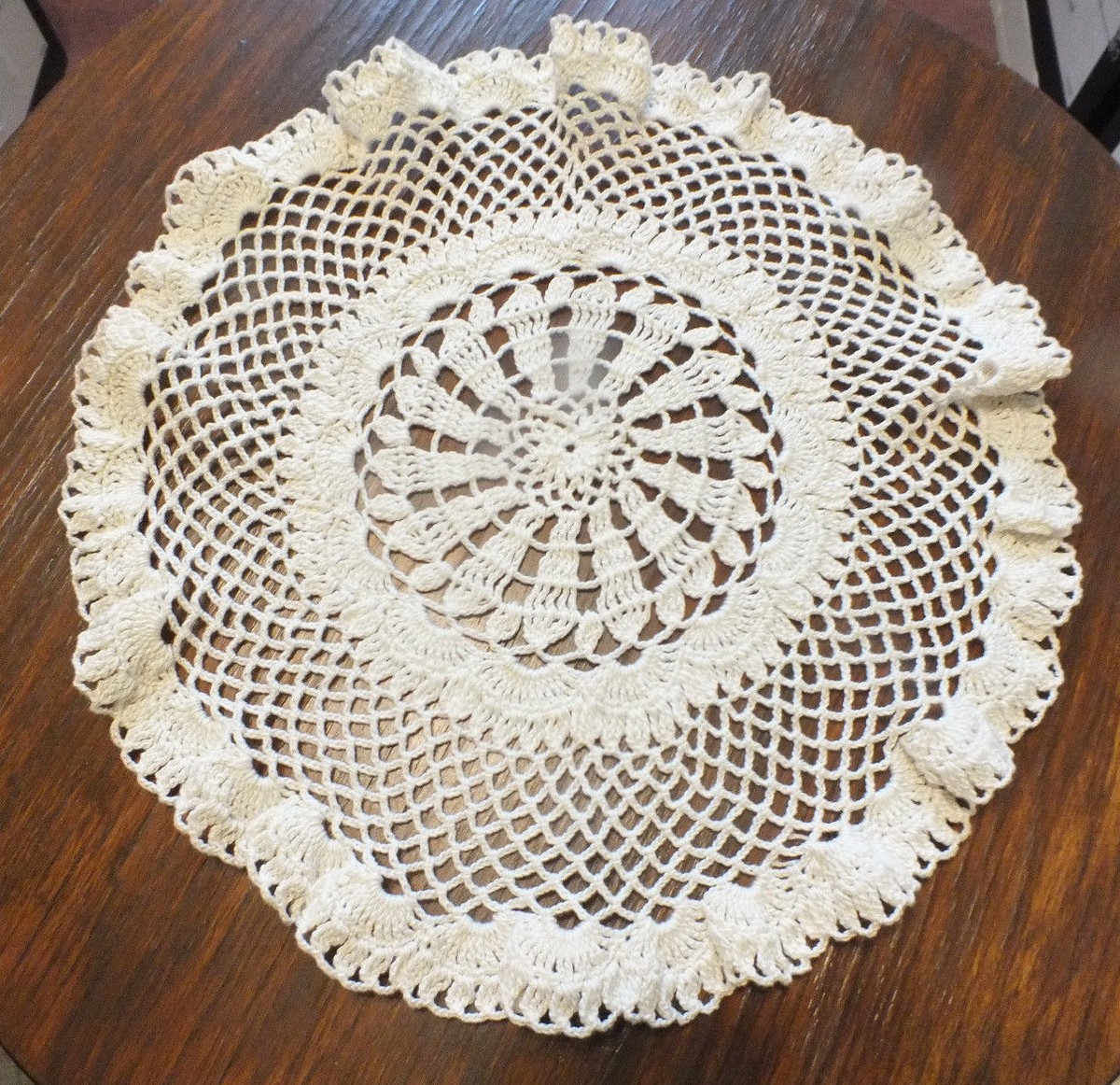 Beautiful Collectible Handmade Crocheted Doily Off White 13 Inch