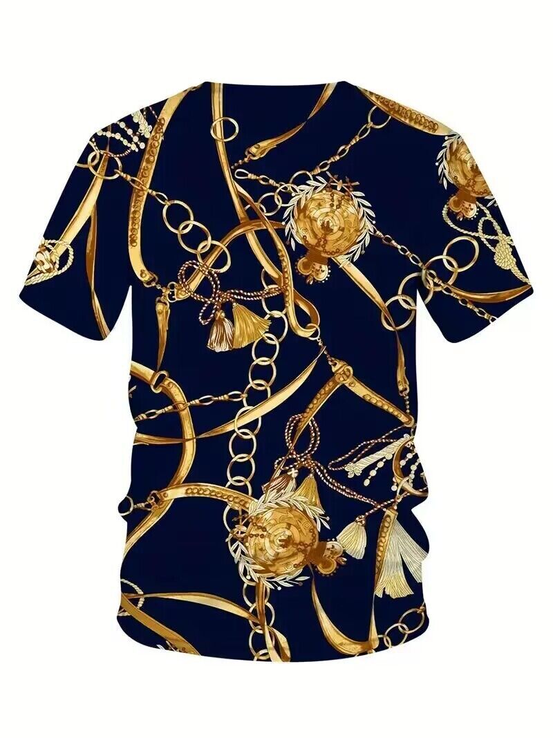 バーバリー　Chain Detail T-shirt ゴールドチェーン　Tシャツ NWT Authentic Versace Logo Chain Necklace Embroidered T-Shirt size