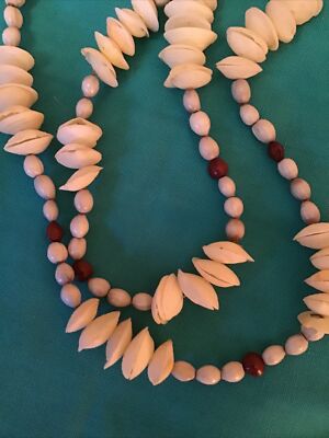 Collier Long En Coquillages Tahiti - Style Années 70 - Occasion
